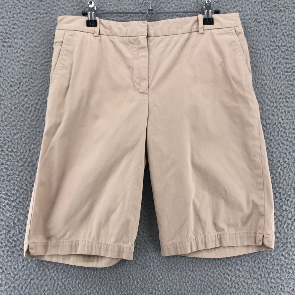 Talbots Shorts Womens 8 Khaki Chino Bermuda Twill Stretch Pockets Casual Work